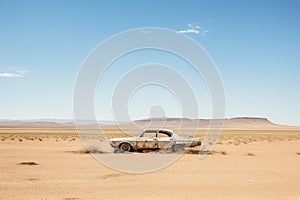 Desert Wasteland with Abandoned Vehicle.