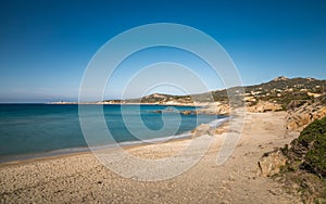 Deserted Arinella beach in Balagne region of Corsica