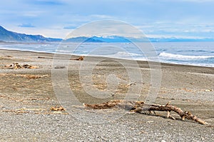 Deserted beach close to Punakaiki, New Zealand