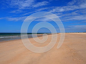 Deserted Beach At Praia Do Barril Tavira Portugal