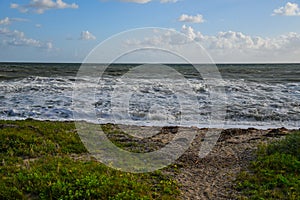 Deserted Beach with Rolling Waves