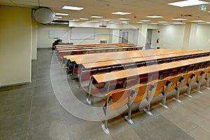 Deserted classroom at the new university campus