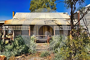 Deserted cottage made of corrugated iron in the Australian outback