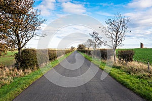 Deserted country road and blue sky