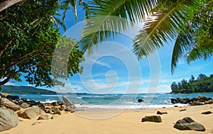 Deserted cozy tropical beach. Thailand, Phuket