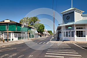 Deserted downtown area of Front Street in Lahaina during Covid 19 pandemic.