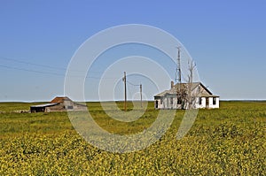 Deserted farm on the prairie
