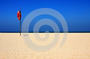 Deserted golden sandy beach, Figueira da Foz, Portugal.