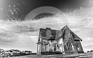 Deserted haunted house in Black and white