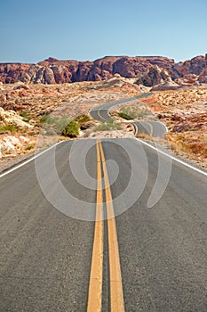 Deserted highway in desert