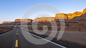 Deserted Highway In the Desert Southwest USA