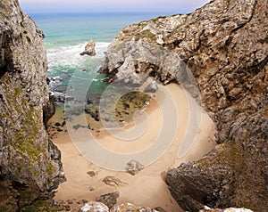 Deserted inaccessible beach