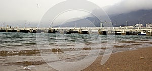 deserted Marina for a yacht club on a cloudy spring day