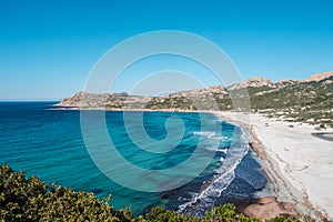 Deserted Ostriconi beach in Balagne region of Corsica