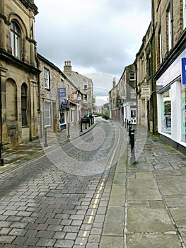 A deserted Otley Street in Skipton, North Yorkshire, UK