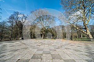Deserted paved square in the Ossegem citypark in the Heysel borrow in Laeken photo
