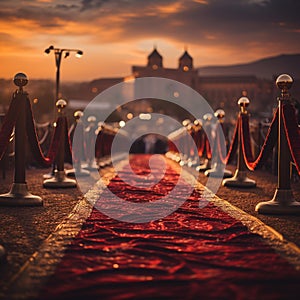 Deserted Red Carpet at Marrakech Film Fest: Dusks Golden Hour photo