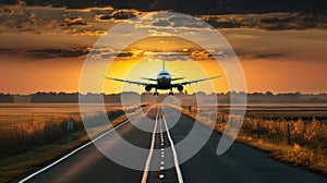 Deserted Road Sunset: A Critique Of Consumer Culture Through Airplane Imagery