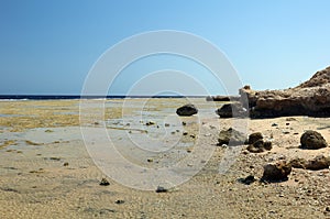 Deserted rocky beach photo