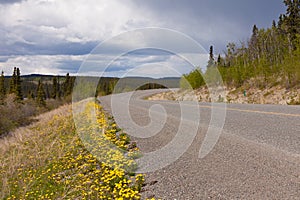 Deserted rural highway Yukon Territory Canada photo