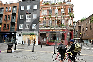 Deserted streets of Covent garden with closed pubs and fashion stores during the corona virus covid emergency lockdown