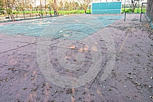 A deserted tennis court