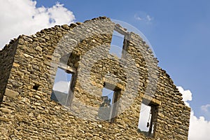 Deserted village of Aragon, in the Pyrenees Mountains, Province of Huesca, Spain photo