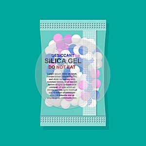 Desiccant silica gel in white paper package isolated on background