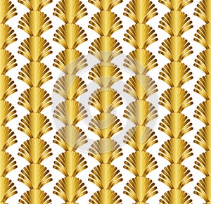 Gold Art Deco Seamless Repeat Pattern on White Background
