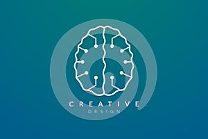 Design abstract brain shape logo with technology style. Simple and modern vector design for business brand in the field of digital