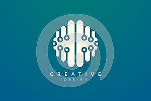 Design abstract brain shape logo with technology style. Simple and modern vector design for business brand in the field of digital