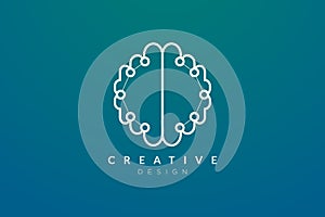 Design abstract brain shape logo with technology style. Simple and modern vector design for business brand in the field of digital