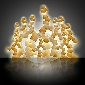 Design of abstract golden cubes in pile