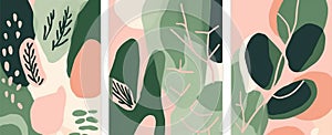 design abstract set leaf jungle art illustration nature template poster. Generative AI.