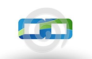 blue green od o d alphabet letter logo combination icon design photo