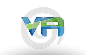 blue green va v a alphabet letter logo combination icon design photo