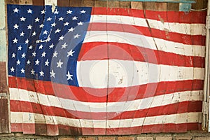 Design American Flag on wood background