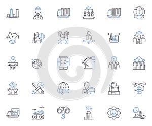 Design approach line icons collection. Innovation, Creativity, Simplicity, User-focused, Collaborative, Iterative, Agile photo
