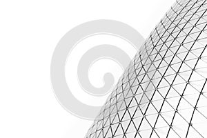 Design of architecture metal structure similar to spaceship interior. abstract modern architecture black and white photo