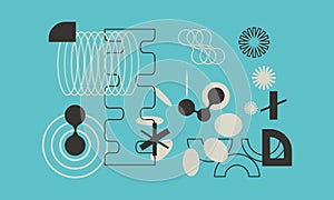 Design artwork graphics of bizarre computer vector generated shapes and abstract geometric design