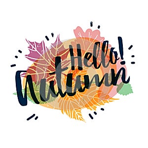 Design autumnal poster, banner and label with Hello Autumn