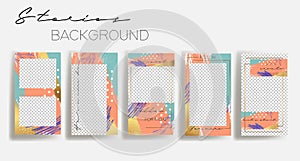 Design backgrounds for social media banner.Set of instagram stories frame templates.Vector cover.