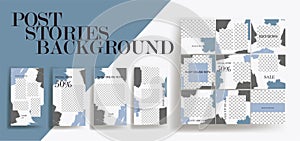 Design backgrounds for social media banner. Set of instagram stories and post frame templates.