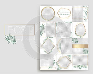 Design backgrounds for social media banner.Set of instagram stories and post frame templates.Vector cover.