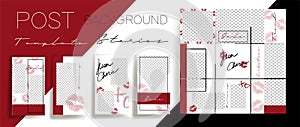 Design backgrounds for social media banner. Set of instagram  stories and post frame templates.Vector cover.