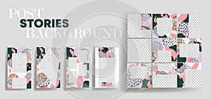 Design backgrounds for social media banner.Set of instagram stories and post frame templates.Vector cover.