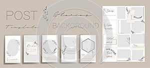 Design backgrounds for social media banner.Set of instagram stories and post frame templates. Vector stories cover.