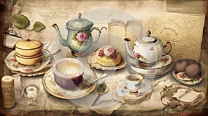 Design a banner for a tea party with a vintage theme Hype generative AI