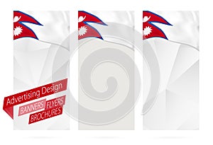 Design of banners, flyers, brochures with flag of Nepal