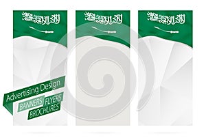 Design of banners, flyers, brochures with flag of Saudi Arabia